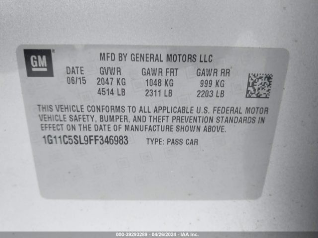 Photo 8 VIN: 1G11C5SL9FF346983 - CHEVROLET MALIBU 