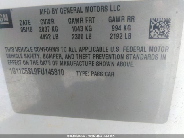 Photo 8 VIN: 1G11C5SL9FU145810 - CHEVROLET MALIBU 