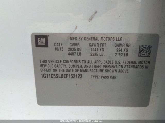 Photo 8 VIN: 1G11C5SLXEF152123 - CHEVROLET MALIBU 