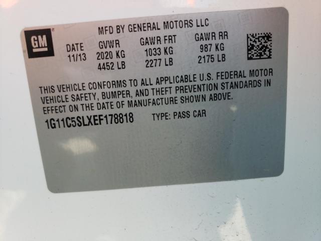 Photo 9 VIN: 1G11C5SLXEF178818 - CHEVROLET MALIBU 1LT 