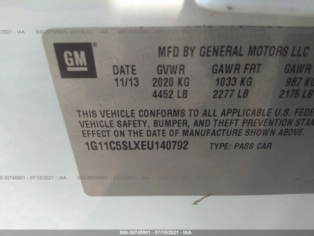 Photo 8 VIN: 1G11C5SLXEU140792 - CHEVROLET MALIBU 