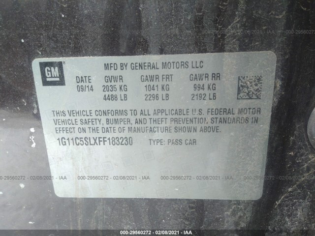 Photo 8 VIN: 1G11C5SLXFF183230 - CHEVROLET MALIBU 