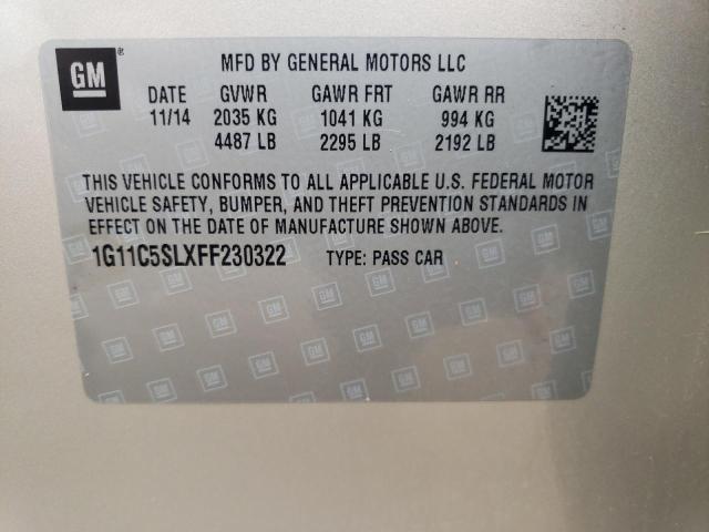 Photo 12 VIN: 1G11C5SLXFF230322 - CHEVROLET MALIBU 1LT 