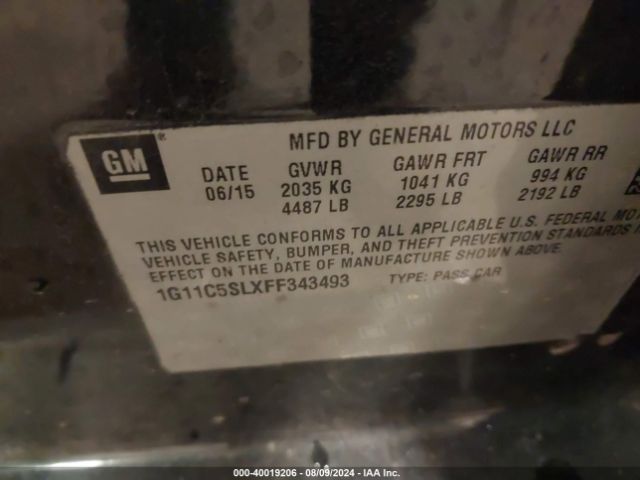 Photo 8 VIN: 1G11C5SLXFF343493 - CHEVROLET MALIBU 