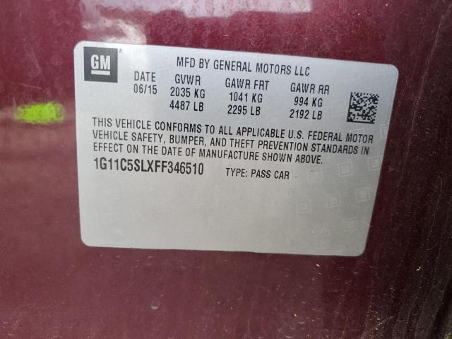 Photo 12 VIN: 1G11C5SLXFF346510 - CHEVROLET MALIBU 1LT 