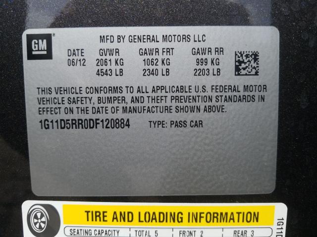 Photo 9 VIN: 1G11D5RR0DF120884 - CHEVROLET MALIBU 1LT 