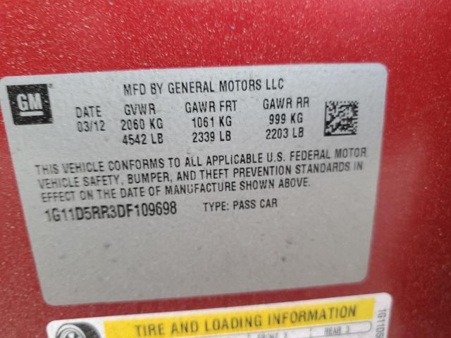 Photo 11 VIN: 1G11D5RR3DF109698 - CHEVROLET MALIBU 1LT 