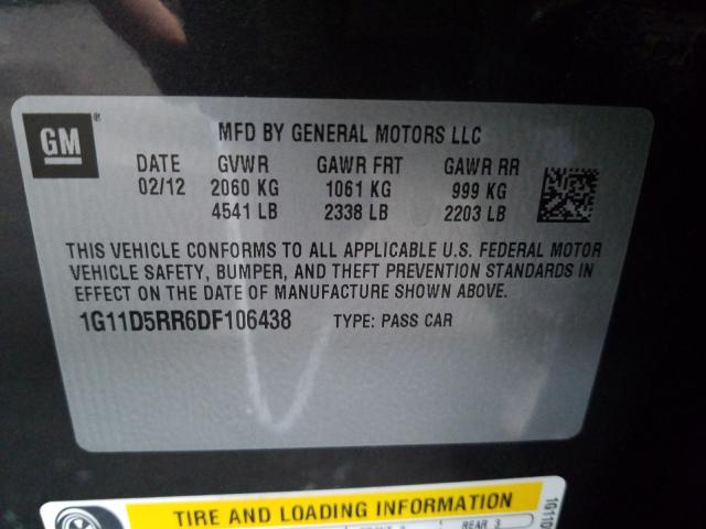 Photo 9 VIN: 1G11D5RR6DF106438 - CHEVROLET MALIBU 1LT 