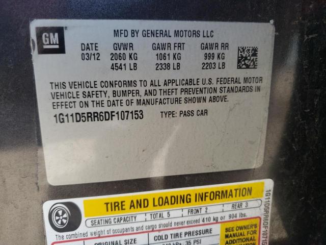 Photo 9 VIN: 1G11D5RR6DF107153 - CHEVROLET MALIBU 1LT 