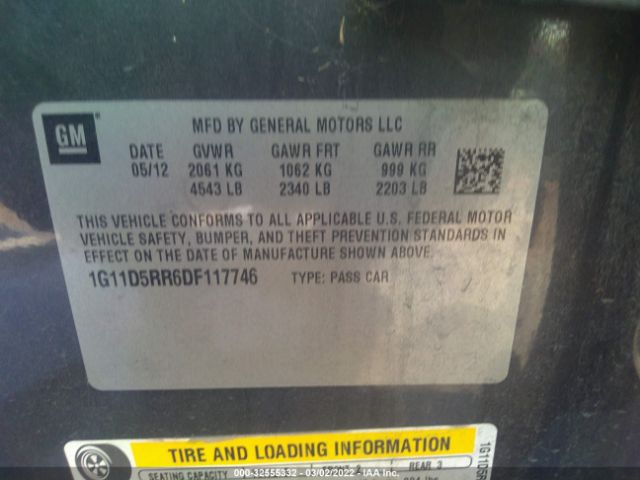 Photo 8 VIN: 1G11D5RR6DF117746 - CHEVROLET MALIBU 