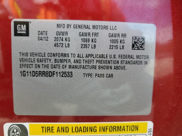 Photo 9 VIN: 1G11D5RR8DF112533 - CHEVROLET MALIBU 1LT 