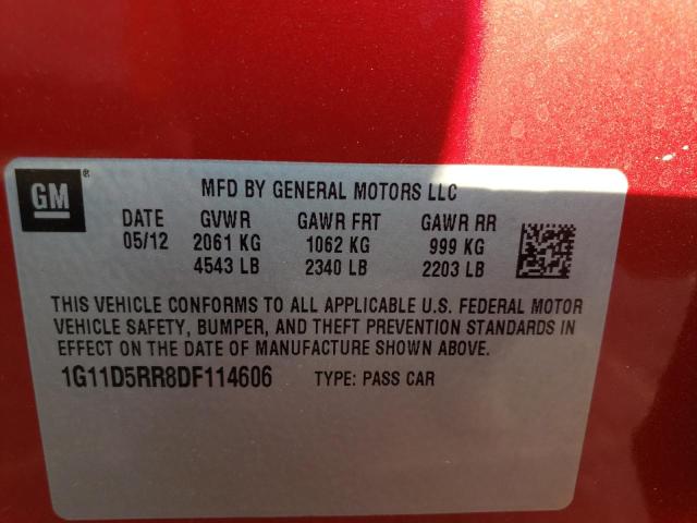 Photo 12 VIN: 1G11D5RR8DF114606 - CHEVROLET MALIBU 1LT 