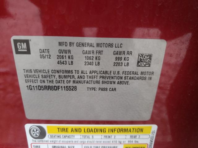 Photo 9 VIN: 1G11D5RR8DF115528 - CHEVROLET MALIBU 