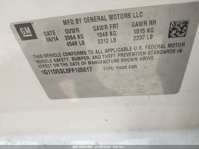 Photo 8 VIN: 1G11D5SL0FF105617 - CHEVROLET MALIBU 