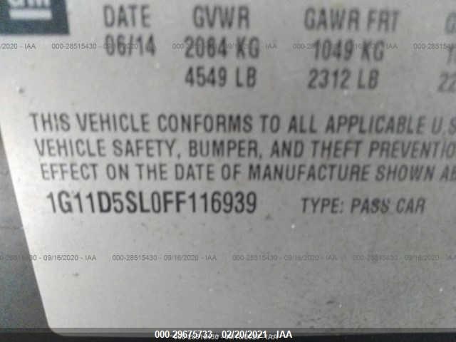 Photo 8 VIN: 1G11D5SL0FF116939 - CHEVROLET MALIBU 