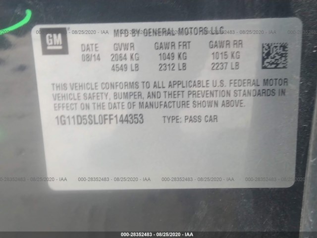 Photo 8 VIN: 1G11D5SL0FF144353 - CHEVROLET MALIBU 