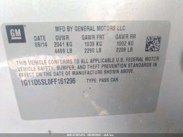 Photo 8 VIN: 1G11D5SL0FF161296 - CHEVROLET MALIBU 