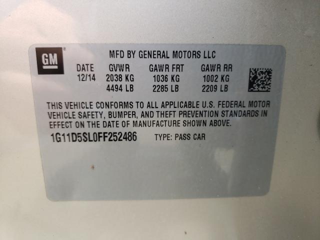 Photo 9 VIN: 1G11D5SL0FF252486 - CHEVROLET MALIBU 2LT 