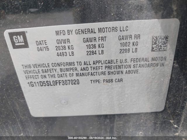 Photo 8 VIN: 1G11D5SL0FF307020 - CHEVROLET MALIBU 