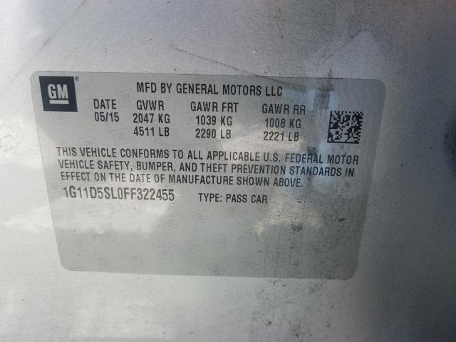 Photo 9 VIN: 1G11D5SL0FF322455 - CHEVROLET MALIBU 2LT 