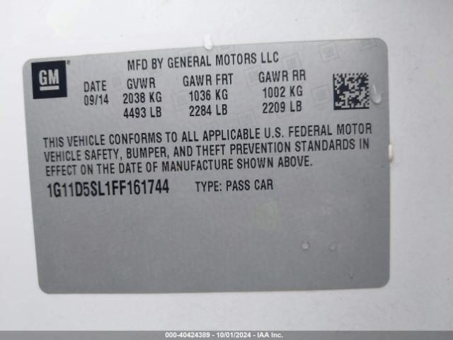 Photo 8 VIN: 1G11D5SL1FF161744 - CHEVROLET MALIBU 