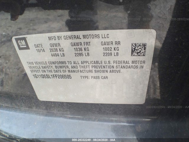 Photo 8 VIN: 1G11D5SL1FF206505 - CHEVROLET MALIBU 