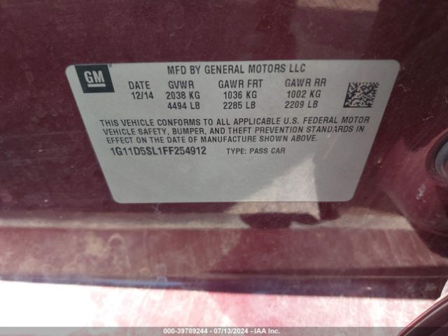 Photo 8 VIN: 1G11D5SL1FF254912 - CHEVROLET MALIBU 