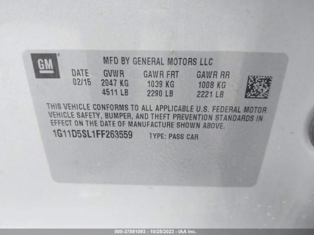 Photo 8 VIN: 1G11D5SL1FF263559 - CHEVROLET MALIBU 