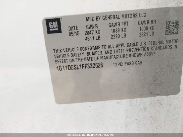 Photo 8 VIN: 1G11D5SL1FF322626 - CHEVROLET MALIBU 