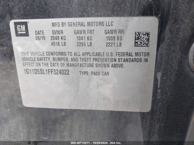 Photo 8 VIN: 1G11D5SL1FF324022 - CHEVROLET MALIBU 