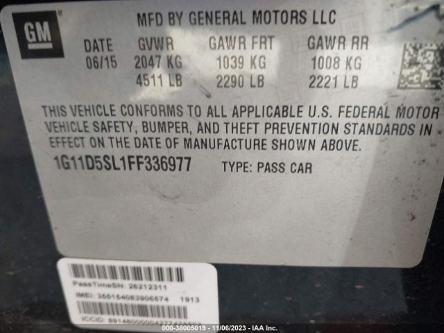 Photo 8 VIN: 1G11D5SL1FF336977 - CHEVROLET MALIBU 