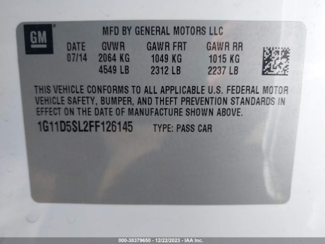 Photo 8 VIN: 1G11D5SL2FF126145 - CHEVROLET MALIBU 