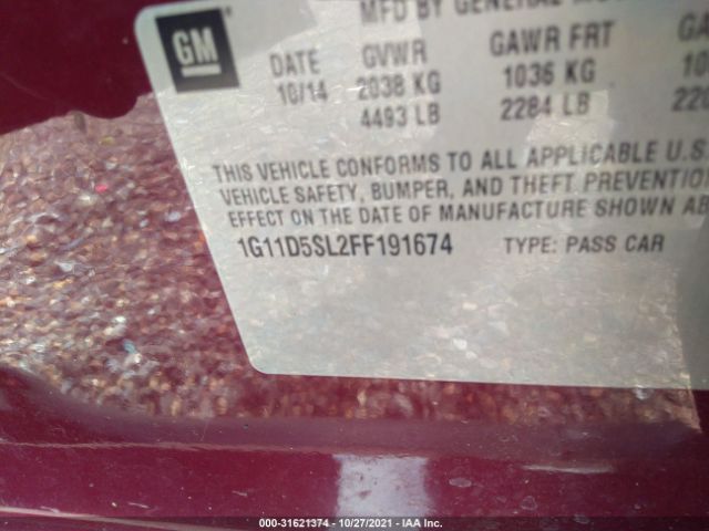 Photo 8 VIN: 1G11D5SL2FF191674 - CHEVROLET MALIBU 