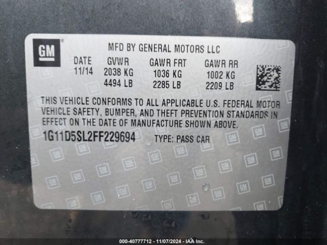 Photo 8 VIN: 1G11D5SL2FF229694 - CHEVROLET MALIBU 