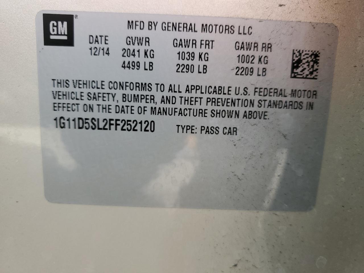 Photo 11 VIN: 1G11D5SL2FF252120 - CHEVROLET MALIBU 