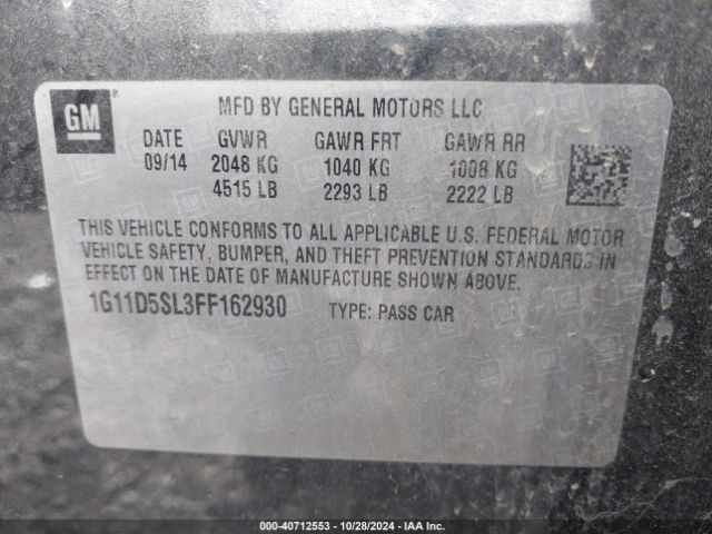 Photo 8 VIN: 1G11D5SL3FF162930 - CHEVROLET MALIBU 