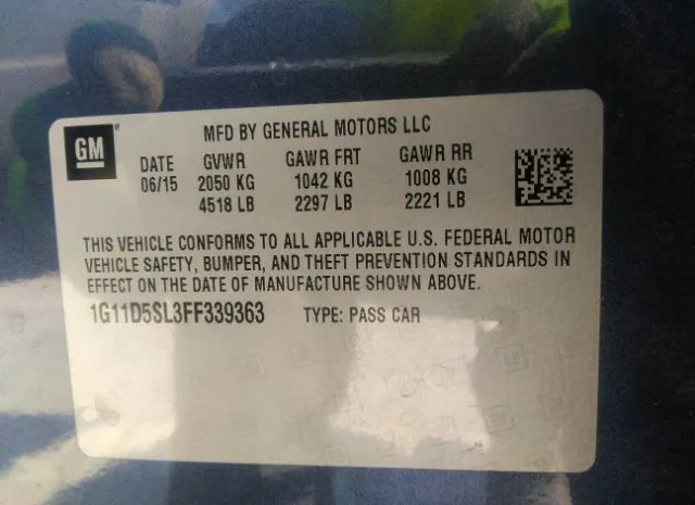 Photo 8 VIN: 1G11D5SL3FF339363 - CHEVROLET MALIBU 