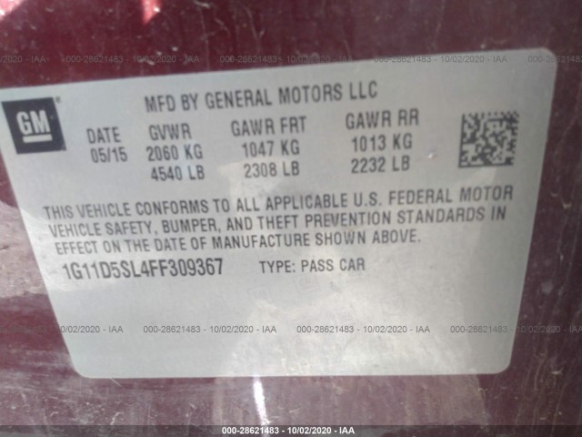 Photo 8 VIN: 1G11D5SL4FF309367 - CHEVROLET MALIBU 