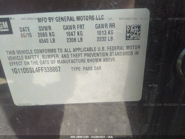 Photo 8 VIN: 1G11D5SL4FF338867 - CHEVROLET MALIBU 