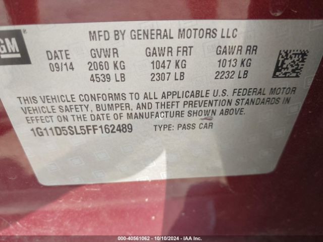 Photo 8 VIN: 1G11D5SL5FF162489 - CHEVROLET MALIBU 