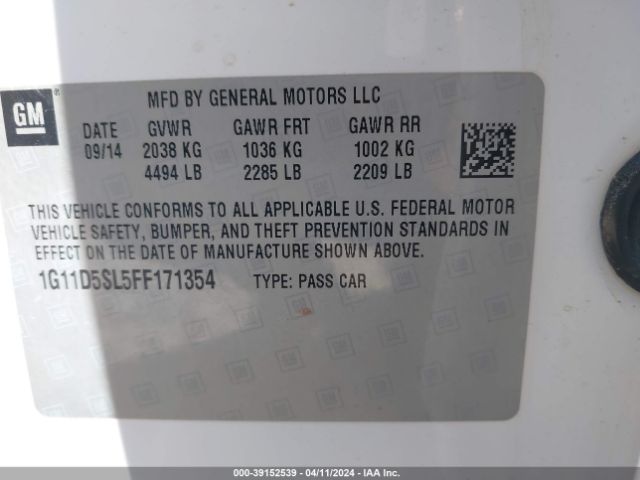 Photo 8 VIN: 1G11D5SL5FF171354 - CHEVROLET MALIBU 