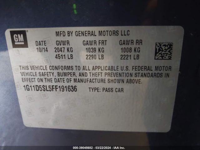 Photo 8 VIN: 1G11D5SL5FF191636 - CHEVROLET MALIBU 