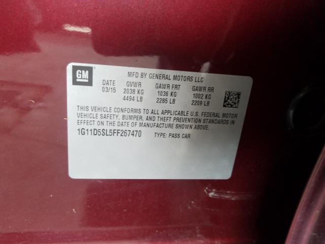 Photo 9 VIN: 1G11D5SL5FF267470 - CHEVROLET MALIBU 2LT 