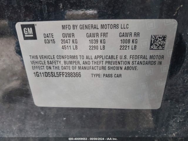 Photo 8 VIN: 1G11D5SL5FF288366 - CHEVROLET MALIBU 