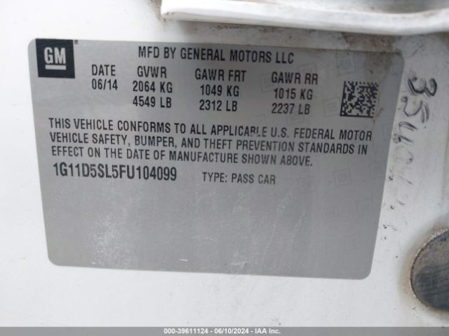 Photo 8 VIN: 1G11D5SL5FU104099 - CHEVROLET MALIBU 