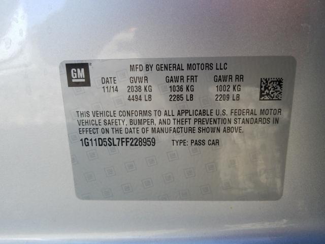 Photo 9 VIN: 1G11D5SL7FF228959 - CHEVROLET MALIBU 2LT 