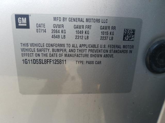 Photo 9 VIN: 1G11D5SL8FF125811 - CHEVROLET MALIBU 2LT 