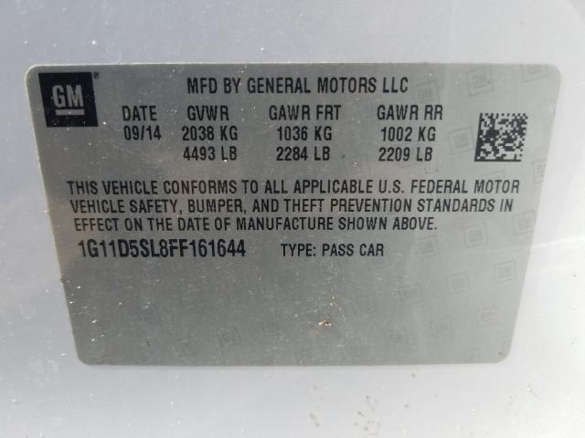 Photo 9 VIN: 1G11D5SL8FF161644 - CHEVROLET MALIBU 2LT 