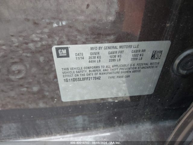 Photo 8 VIN: 1G11D5SL8FF217842 - CHEVROLET MALIBU 