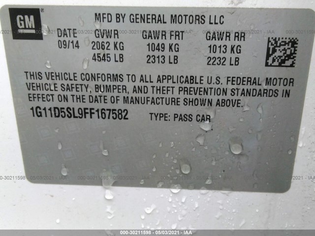 Photo 8 VIN: 1G11D5SL9FF167582 - CHEVROLET MALIBU 